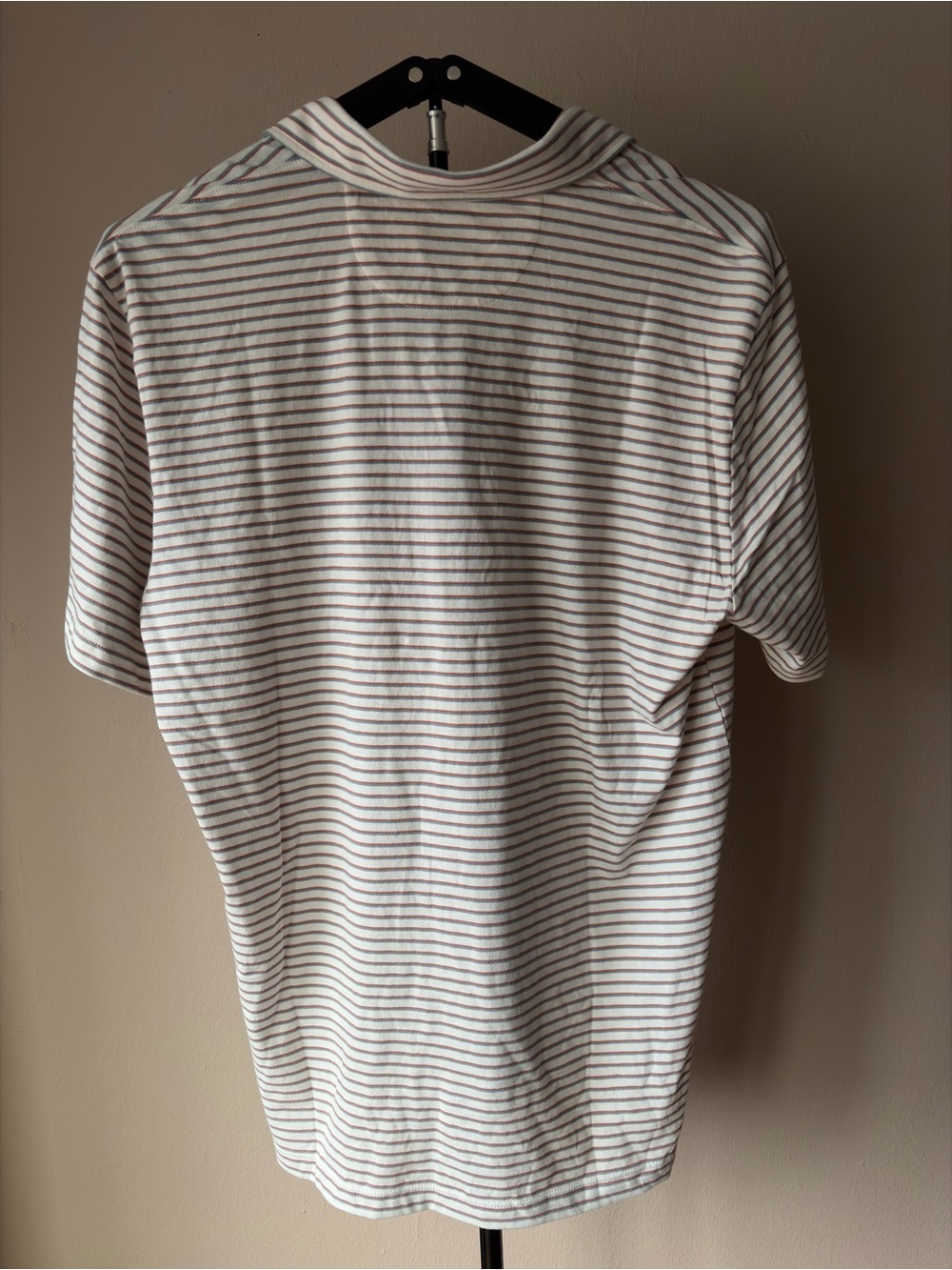 Faherty Men's Walnut Stripe Sunwashed Cotton Polo Shirt Size Large - Picture 2 of 8